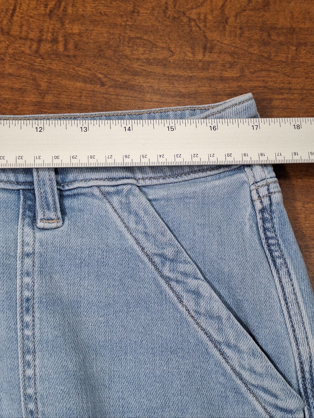 American Eagle Light Wash Super High Rise Baggy Wide Leg Jeans Wms 12 Regular - Picture 14 of 16